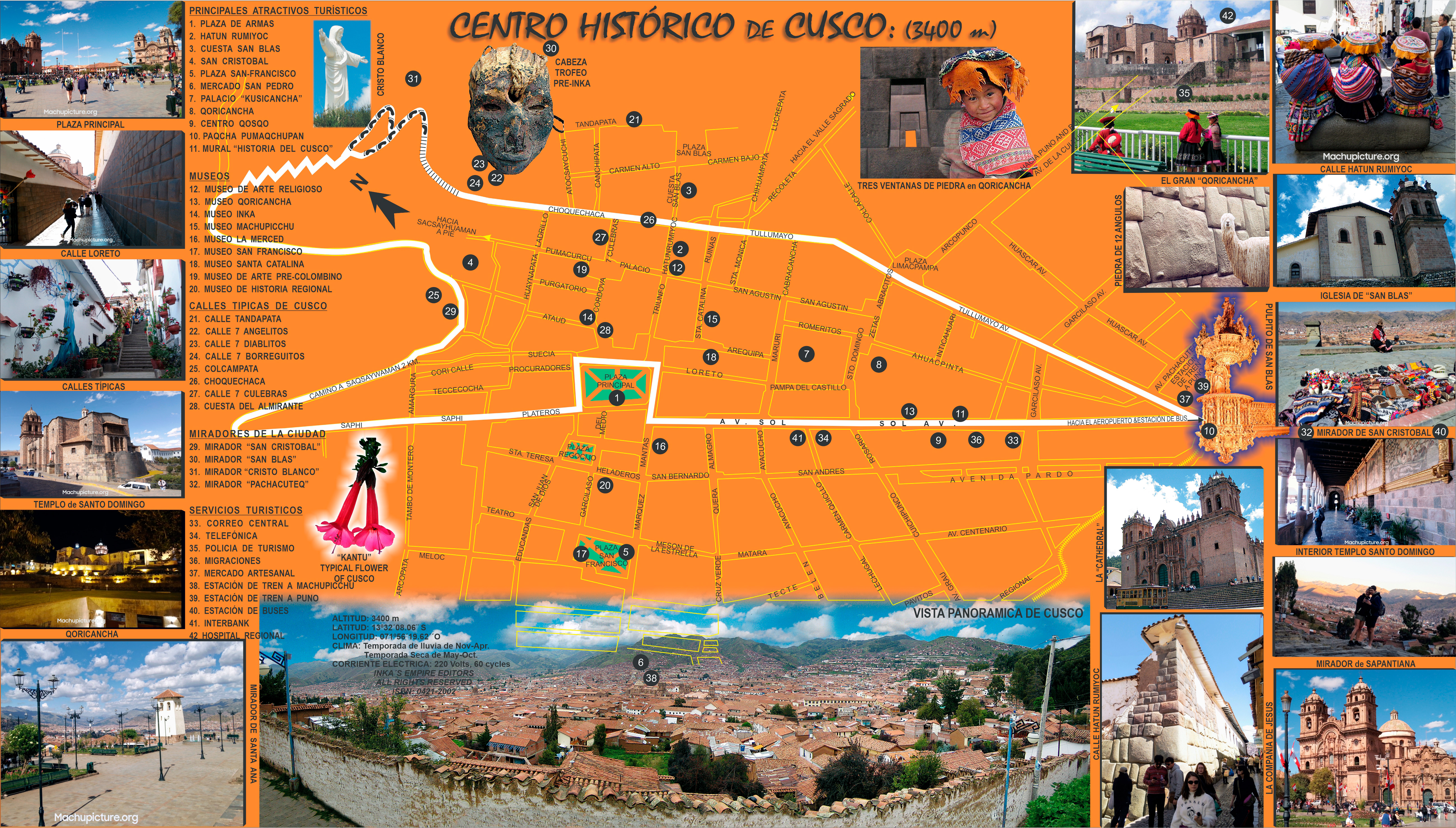 Mapa Turístico del Centro Histórico de la Ciudad de Cusco.